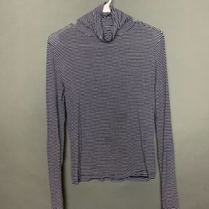 Navy blue striped turtle neck